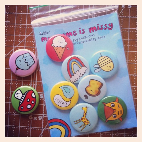 Filling out Etsy orders for lots of buttons!
