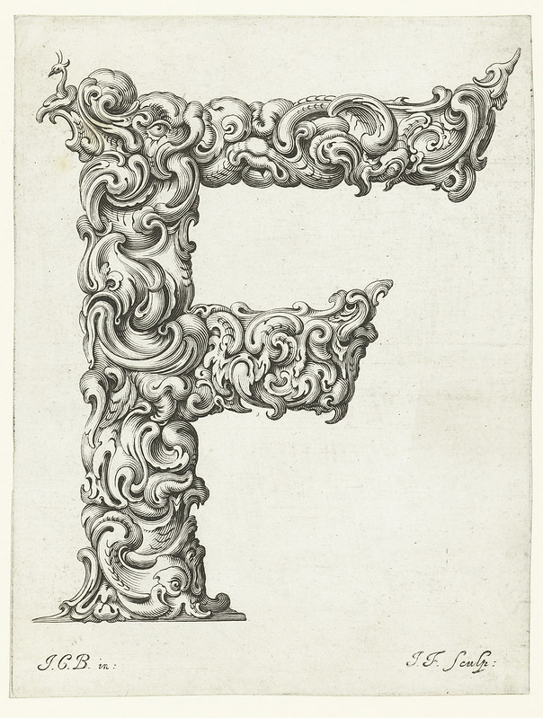 stylised Letter 'F' formed out of fantasy plants 1656)