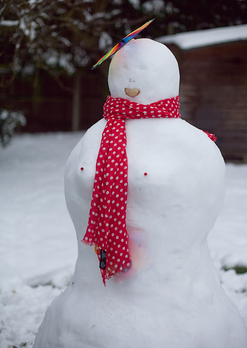 Snow in London snowwoman