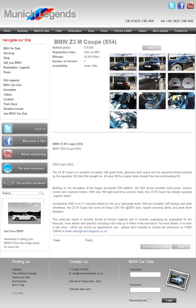 2001 M Coupe | Black Sapphire | Laguna Seca Blue/Black | Munich Legends Ad Screenshot