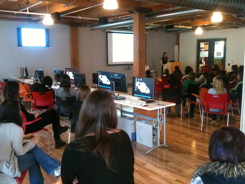 Girls learning code at Mozilla Toronto