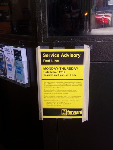 WMATA Red line subway service maintenance advisory notice