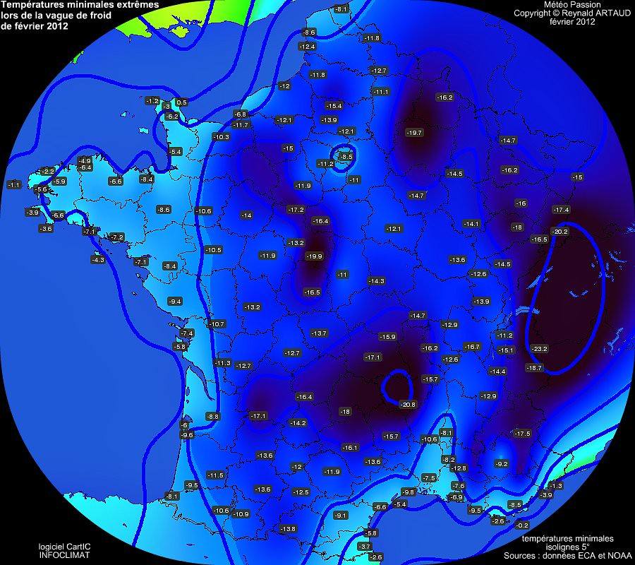 températures minimales extrêmes lors de la vague de froid de février 2012 météopassion