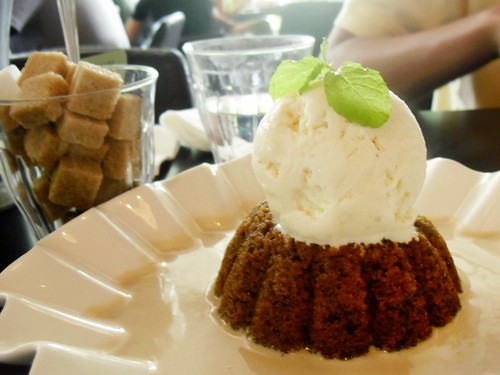 steamed ginger pudding with earl grey creme anglaise and vanilla ice cream @ ps cafe