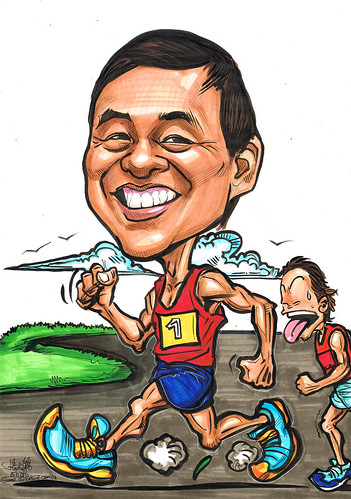 marathon runner caricature