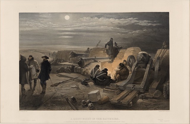 A quiet night in the batteries - a sketch in the Greenhill battery (Major Chapman's), 29th Jany. 1855