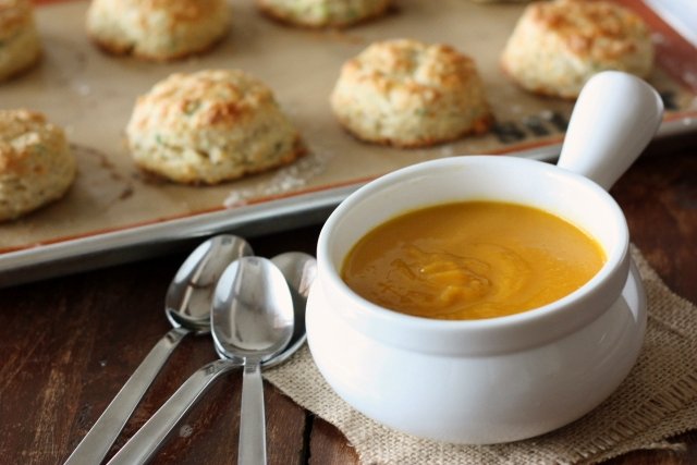 Squash Soup with Cheesy Biscuits