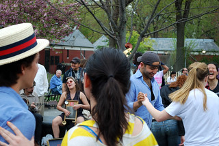 People dancing in Washington Square Park, New York City