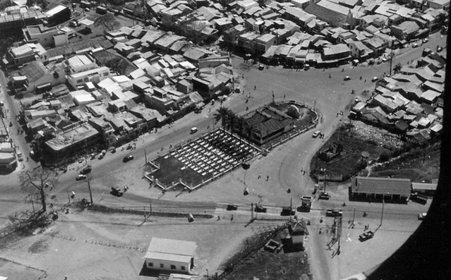 Aerial photograph of a cemetery at the Tan Son Nhut Main Gate entrance, 1966.