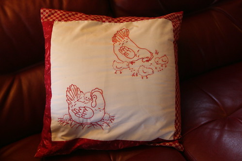 Redwork Pillow from Grandma