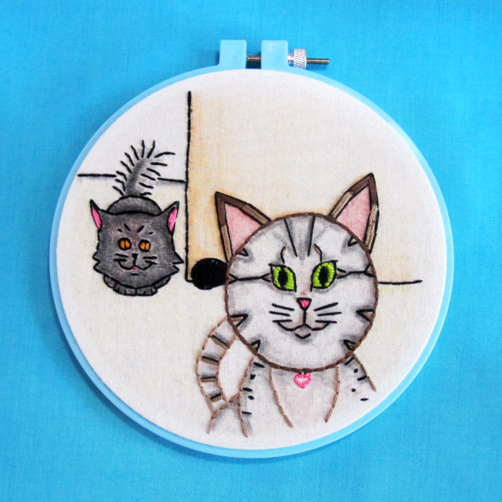 Embroidered Portrait of My Cats