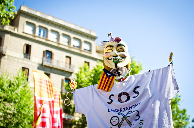 Protesting austerity measures in Barcelona.