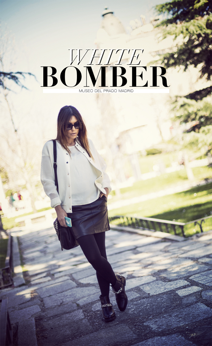 street style barbara crespo white bomber cyprea zara fashion blogger outfit blog de moda