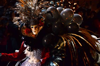 Venetian mask dancer at Funchal Carnival in Madeira 2012