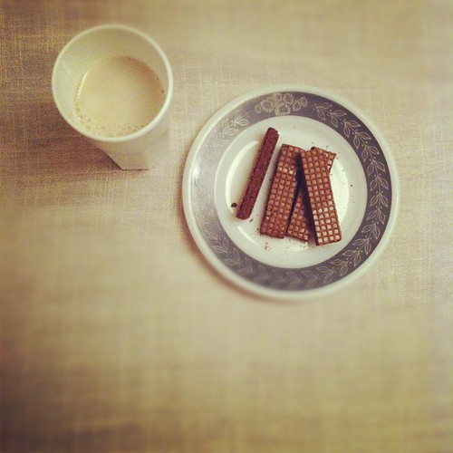 Almond milk + chocolate wafers