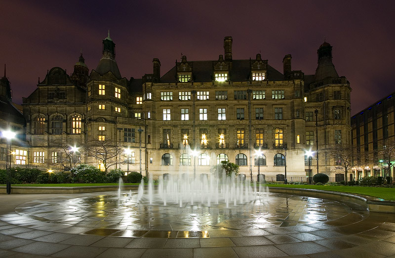 Night Photography From The Redeveloped Sheffield Peace Gardens In