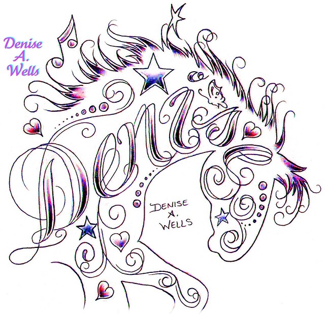  script lettering and including music note hearts butterfly and stars