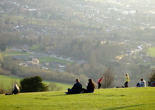 Sunny Afternoon on Box Hill - Mar 2012 - Looking Down on Dorking
