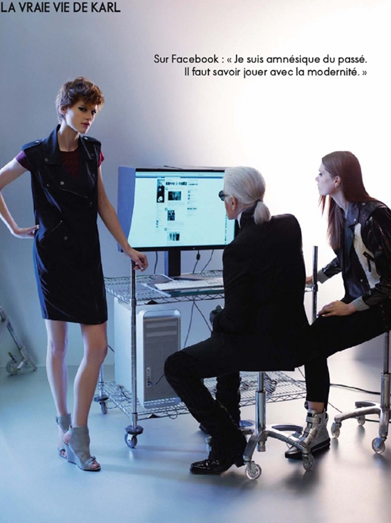 The Real Life of Karl Lagerfeld - Elle France, March 2012 - Karl Lagerfeld, Saskia de Brauw and Caroline Brasch Nielsen by Karl Lagerfeld