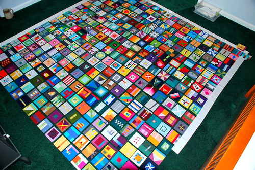 Laying out my 2011 block a day quilt. by 1toefeather1