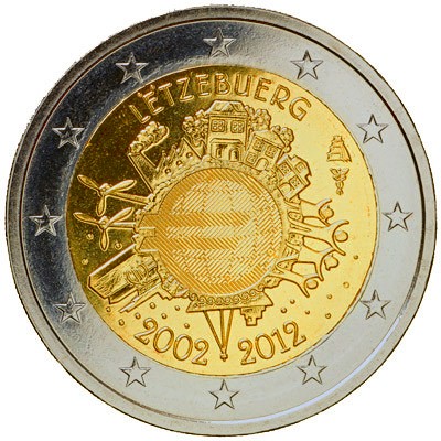 *2 Euro Luxemburgsko 2012, 10. výročie zavedenia Eura