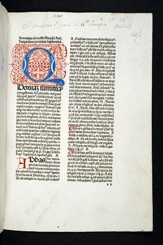 Penwork initial and monastic ownership inscription in Nicolaus de Ausmo: Supplementum Summae Pisanellae