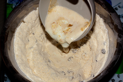 scones - warm ingredients + flour mix