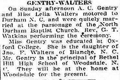 Lelia Walters (J FWalters) m A C Gentry The Bee 14 APR 1925 p2
