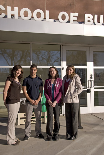 Courtesy Photo: Wall, Smith, Bateman, and Associates Inc. scholarship recipients include Adams State College accounting majors, left to right, Wendi Crowther, Joaquim Neto, Caitlin O'Neill, and Anke Spiegelhauer. Not picture, Amanda Head, Matthew Leach and Garrett Muchison
