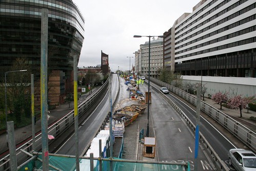 Looking down the flyover from scaffolding