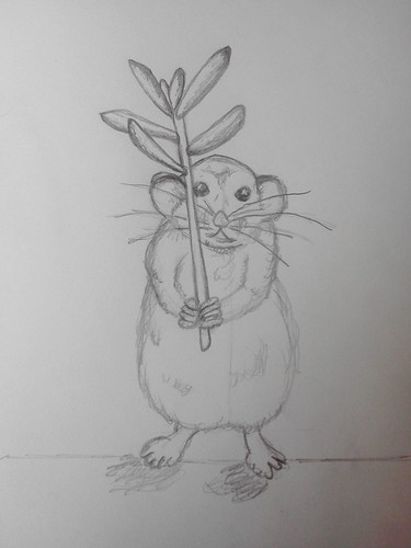 mr. mouse with succulent umbrella sketch