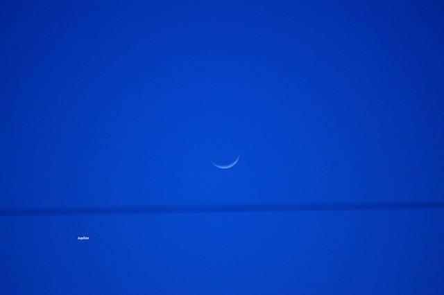 First Glimpse of Jupiter and the crescent Moon