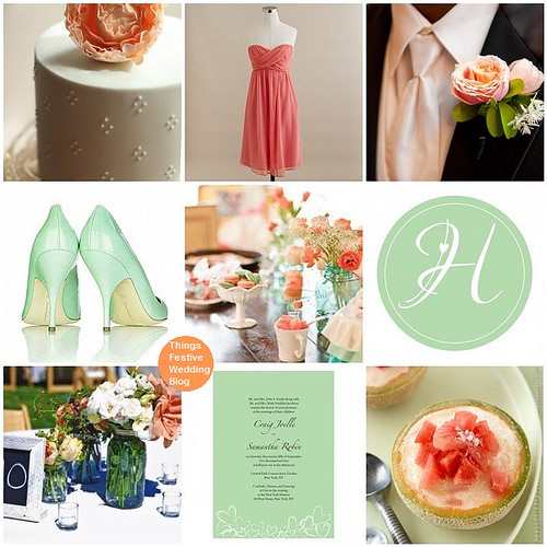 This lively mint and coral wedding theme was inspired by Pinterest fan 