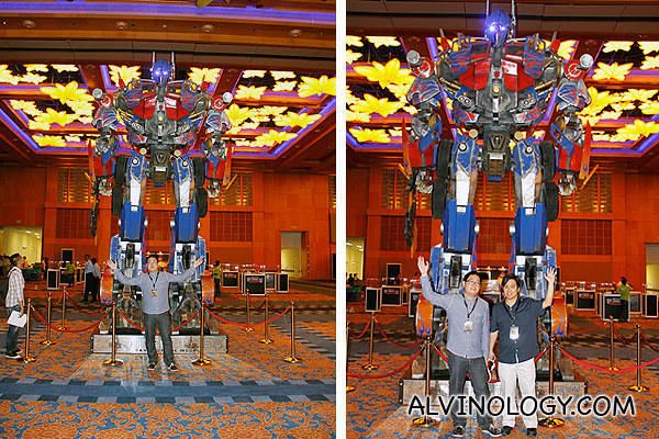 Mark and I posing with Optimus Prime