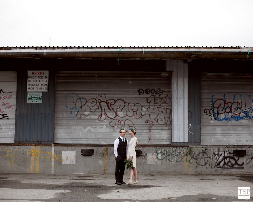 Bride and Groom in front of Graffiti