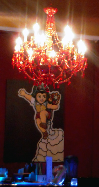 Bar Painting and Chandelier