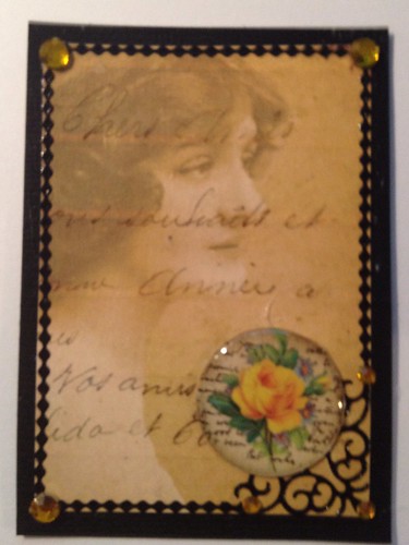 Vintage ATC with a Yellow Rose by beemgee1