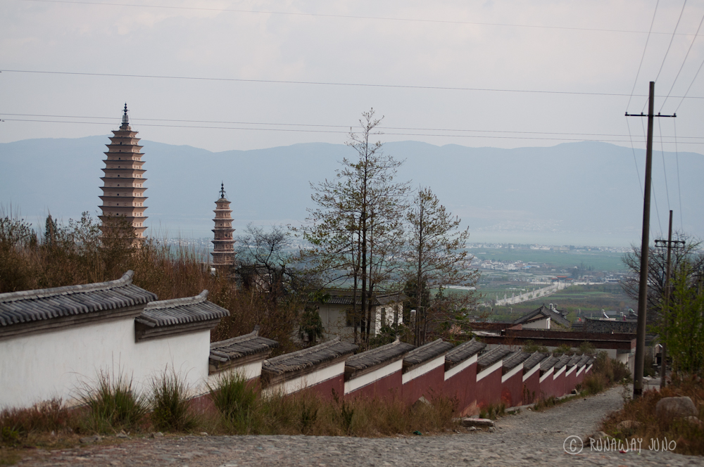 Three pagodas from the side