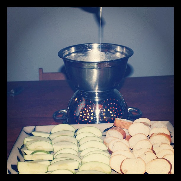 Our makeshift fondue pot