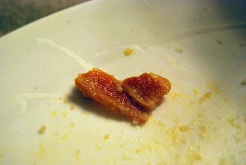 Heart-shaped bacon piece