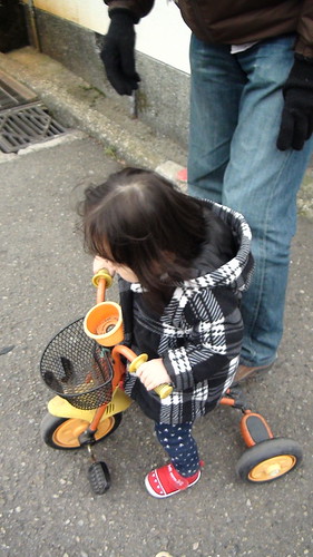 Miyu with her tricycle