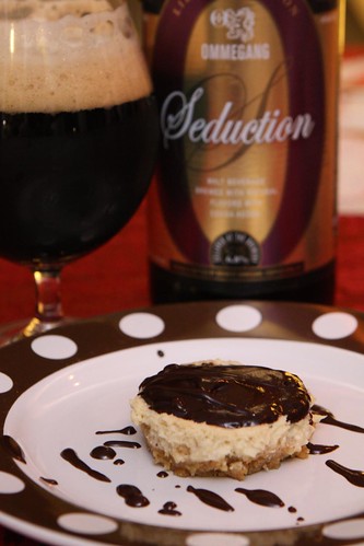 Ommegang Seduction Cheese Cake with Chocolate Sauce