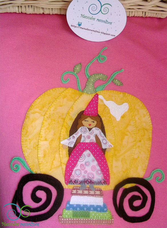 Camiseta Calabaza y princesa. Aplicaciones tela y fieltro