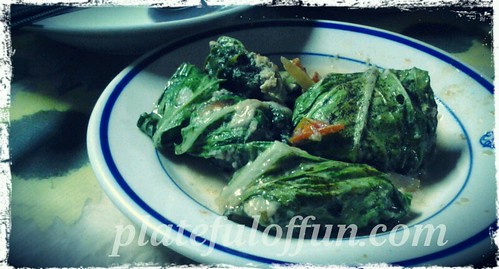 cream dory fish wrapped in pechay leaves