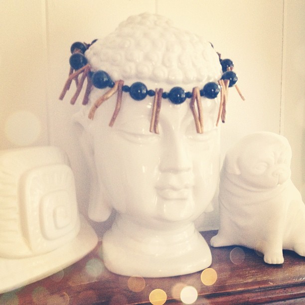 This fun necklace find @ The Salvation Army today also works well as a Buddha headdress, no?