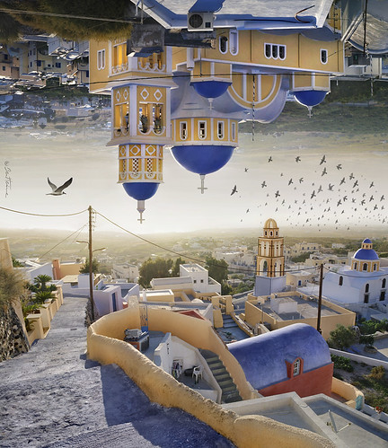 Santorini - Double Landscape by Ben Heine