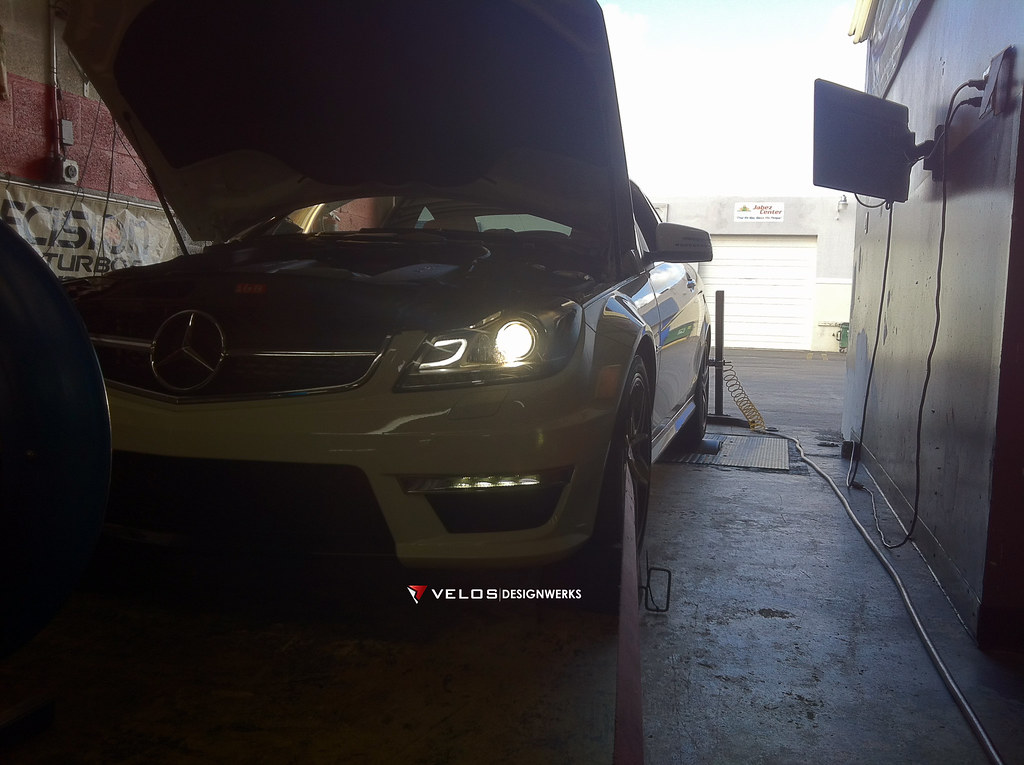 We had a local customer come by yesterday to get his C63 Coupe tuned and
