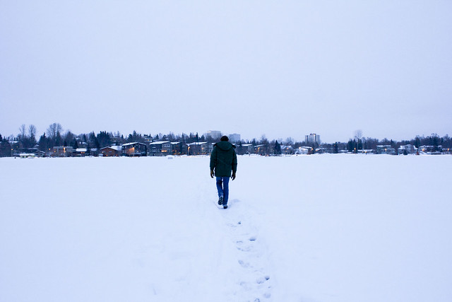 walking on a frozen pond