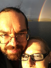 Donna and Chris with rainbow over Cardinia lake