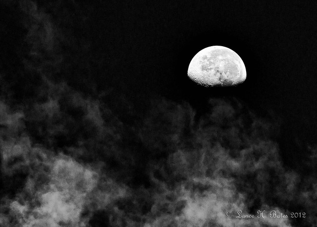 20120213  Early morning moon above clouds